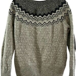 Fjallraven Ovik Knit Sweater Women's Large Gray Wool Fair Isle Insulating 89941